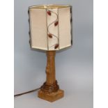 A Robert 'Mouseman' Thompson carved oak table lamp