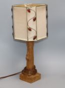 A Robert 'Mouseman' Thompson carved oak table lamp