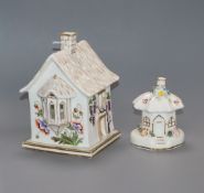 Two Staffordshire porcelain models of cottages, c. 1830-50, the smaller example attributed to Samuel