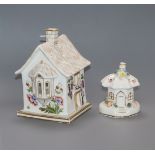 Two Staffordshire porcelain models of cottages, c. 1830-50, the smaller example attributed to Samuel