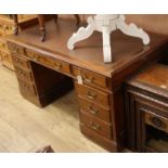 An early 20th century mahogany pedestal desk W.152cm