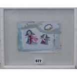 Patrick Hayman (1915-1998), gouache on paper, 'Lost Children' circa 1951, signed, inscribed verso