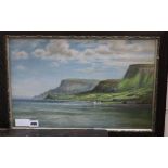 A.M. Haswell, oil on board, Coastal landscape, signed, 31 x 48cm