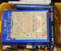A mixed collection of reference books on general antiques, including Antique Needlework, Antique and