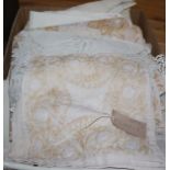 A quantity of table linen including crochet and tape lace