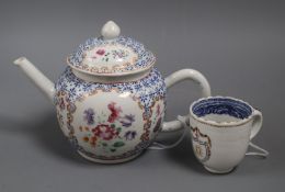 An 18th century Chinese export famille rose teapot and cover and a similar coffee cup Teapot 14cm