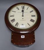 A Victorian drop dial fusee wall timepiece, marked Thomas Barnes, London dial 29cm diameter