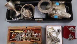 A quantity of silver, costume jewellery etc.