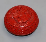 A Chinese cinnabar lacquer box 8cm diameter