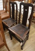 A pair of William and Mary oak side chairs