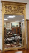 A Neoclassical style gilt overmantel mirror W.86cm