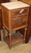 A French marble top bedside cupboard W.41cm