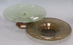 Two Art Deco glass dishes