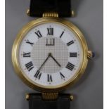 A gentleman's 18ct gold Dunhill automatic dress wrist watch, on a Dunhill leather strap, movement