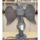 An Indian coloured brass eagle finial height 50cm