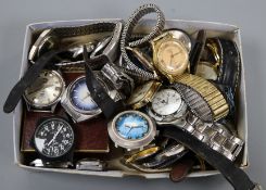 A quantity of assorted gentleman's wrist watches including Roamer, Smiths and Longines.