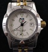 A lady's stainless steel and gold plated Tag Heuer Professional quartz wrist watch, WD-1421-PO, in