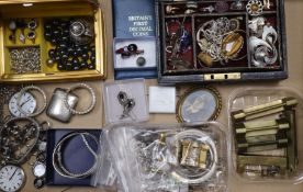 A mixed group of items including, silver, costume jewellery, pocket watches etc.