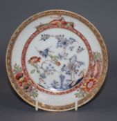 An early 18th century Meissen saucer, outside decorated 13.5cm diameter