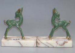 A pair of Art Deco Fawn bookends height 12.5cm