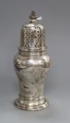 A late Victorian silver sugar caster, Carrington & Co, London, 1896, 6.5 oz. 16.3cm.