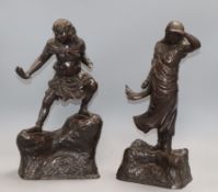A pair of Japanese bronze figures (loose hand)