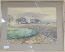 William Wyatt, watercolour, 'Field in Winter, Underriver', signed 38 x 50cm