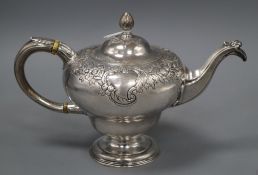 A late George II silver inverted pear shaped teapot by Lothian & Robertson, Edinburgh, 1759, (