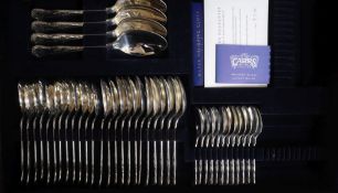A canteen of Mappin & Webb sterling silver Kings pattern flatware, setting for twelve, comprising 12