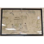 A late 19th century Chinese embroidered silk picture 45 x 69cm