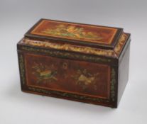 A Regency hand painted tea caddy height 17cm