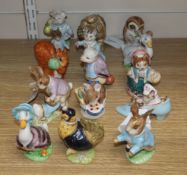 Fifteen Beswick Beatrix Potter figures, including The Old Woman Who Lived in a Shoe, Cousin Ribby,