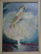 Modern British, oil on board, Study of a ballerina, 35 x 25cm