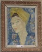 Cynthia McCracken, oil on canvas, 'The Head', signed, Scottish Society of Women Artist's label