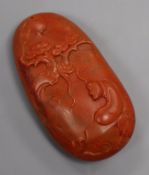 A Chinese red jasper pebble