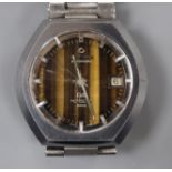 A gentleman's tungsten Certina DS Dialmaster Rado automatic wrist watch with tiger's eye quartz dial