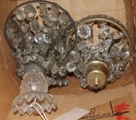 A quantity of chandelier parts and glass drops