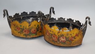 A pair of French tinplate planters, with liners width 29cm