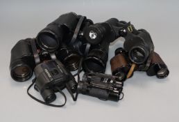 Four pairs of various binoculars