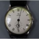 A gentleman's early 1940's Omega manual wind wrist watch, with Roman dial and subsidiary seconds, on