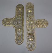 Eleven pierced brass door plates