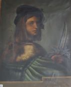 After Sebastiano del Piombo, oil on canvas, The Violinist, 70 x 55cm