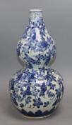 A Chinese blue and white double gourd vase height 34cm