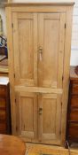 A French four door pine cupboard W.79cm