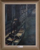 J. Baron, oil on board, Venetian canal scene, signed, 60 x 44cm