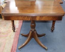A Regency style mahogany card table W.85cm