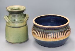 An Edinbane Studio pottery bowl and a jar and cover
