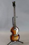 A Hofner violin bass guitar, Hi Series, sunburst with hard case