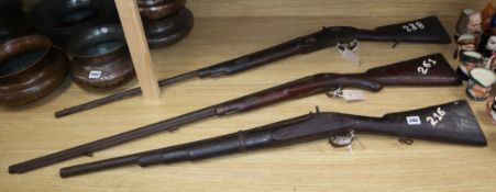 Three 19th century percussion cap single barrel guns