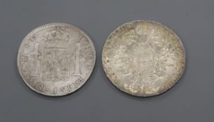 A 1778 crown and a 1780 crown